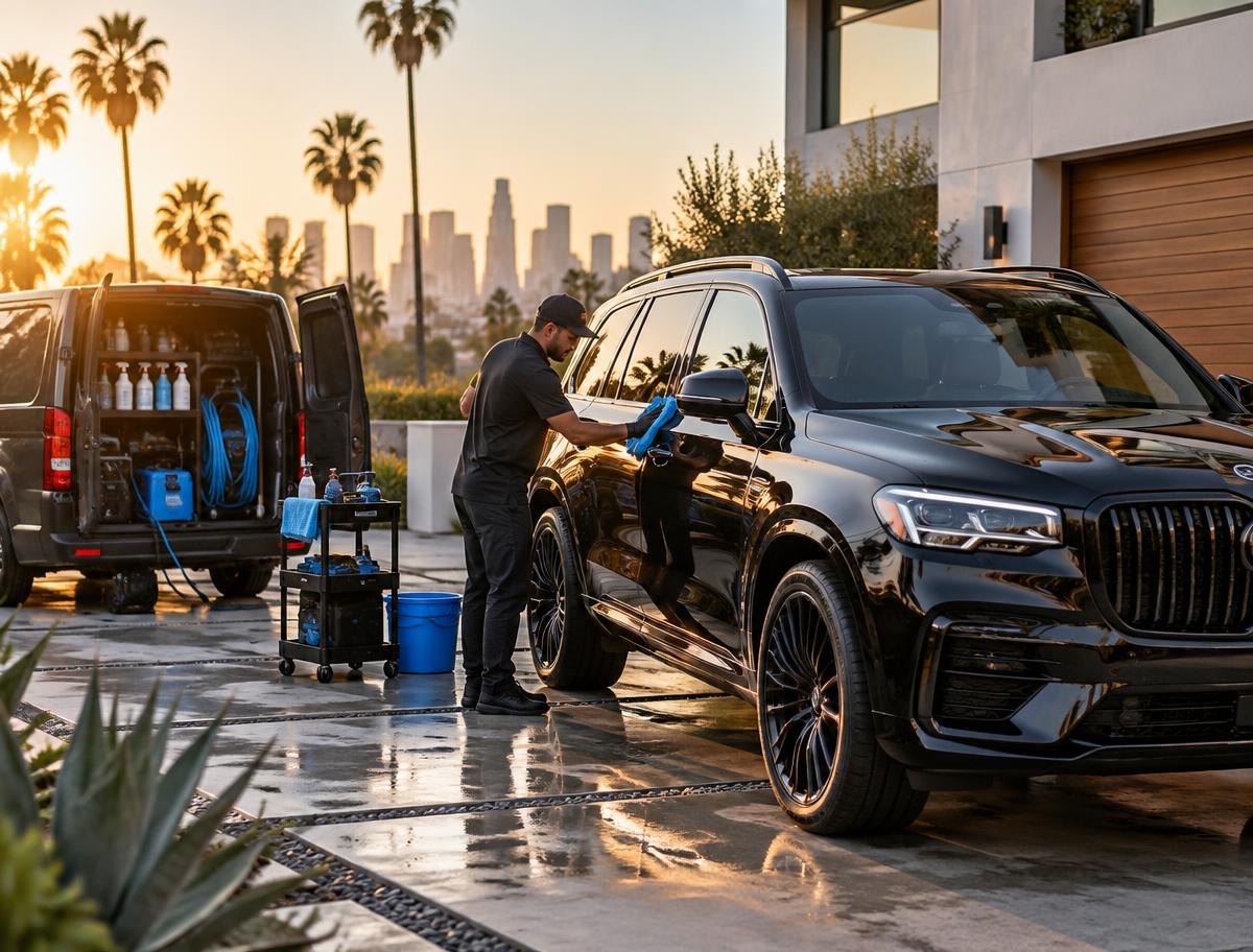 Mobile detailing at a Los Angeles residence